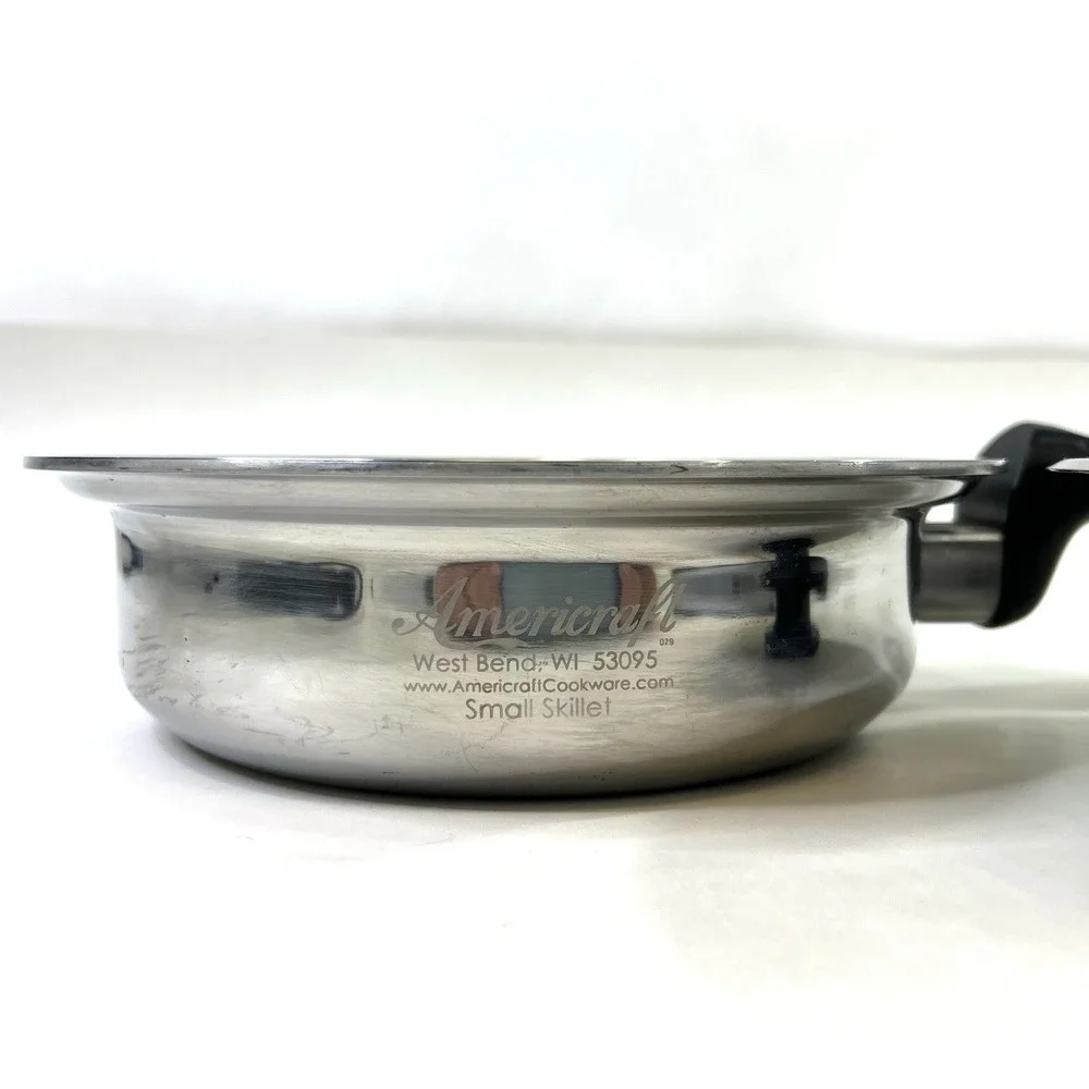 Americraft Small‎ Skillet With Lid Waterless Stainless Steel West Bend WI USA